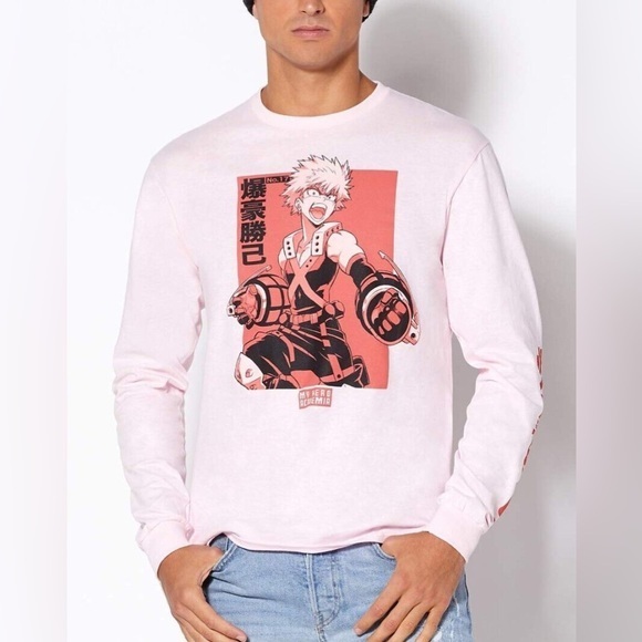 My Hero Academia Anime Men's Officially Licensed Kacchan Long Sleeve Tee T-Shirt - Picture 1 of 9